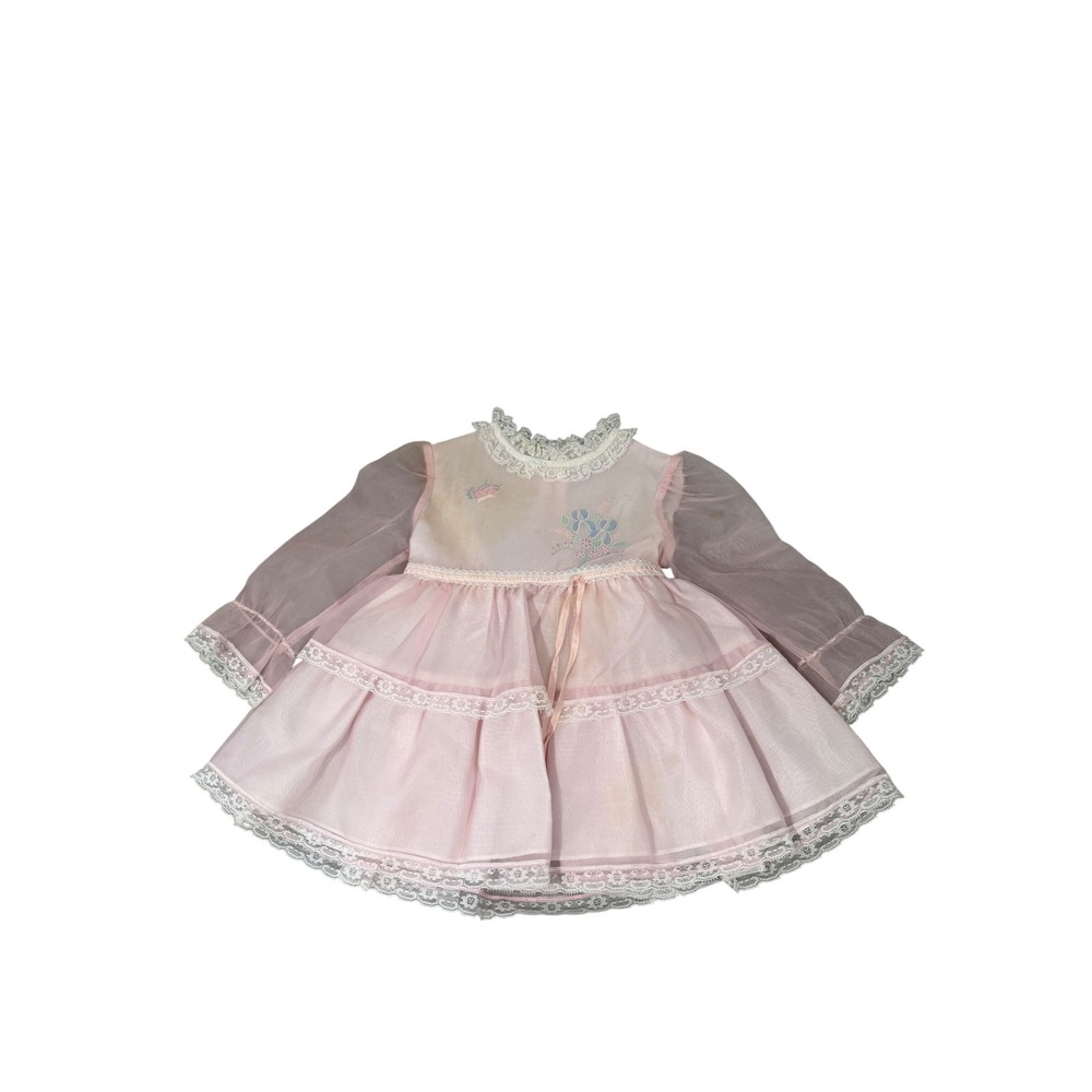 Vintage Wildflower Collection JCPenney Pink Lace Organza Dress 2T ILGWU USA